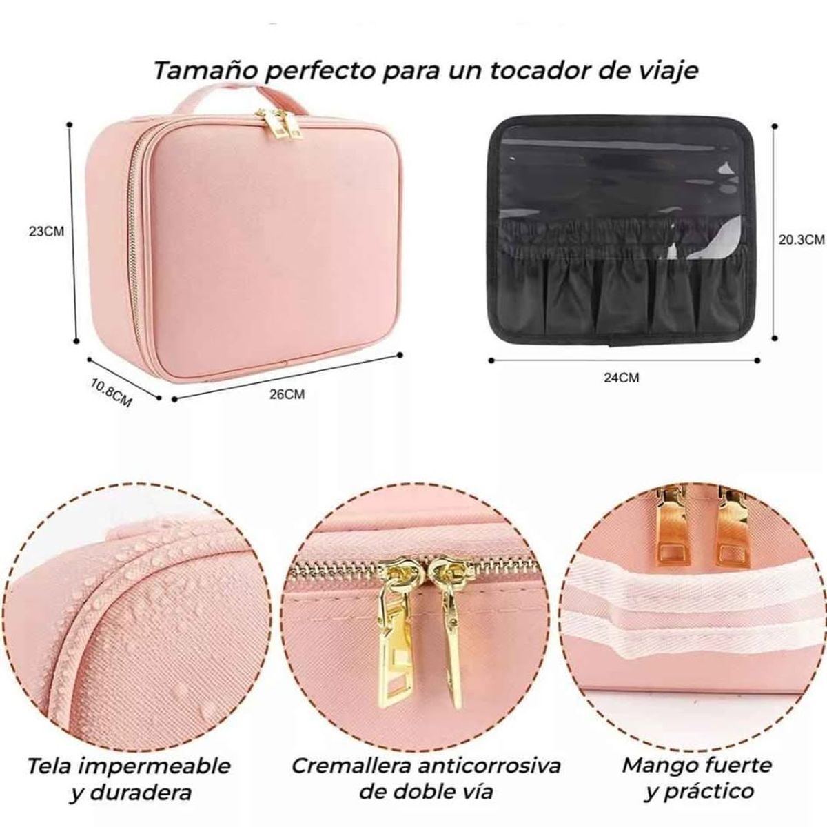 NECESER ORGANIZADOR MAQUILLAJE CON LUZ LED Y ESPEJO PORTÁTIL, marca GENERICO - Foto 2