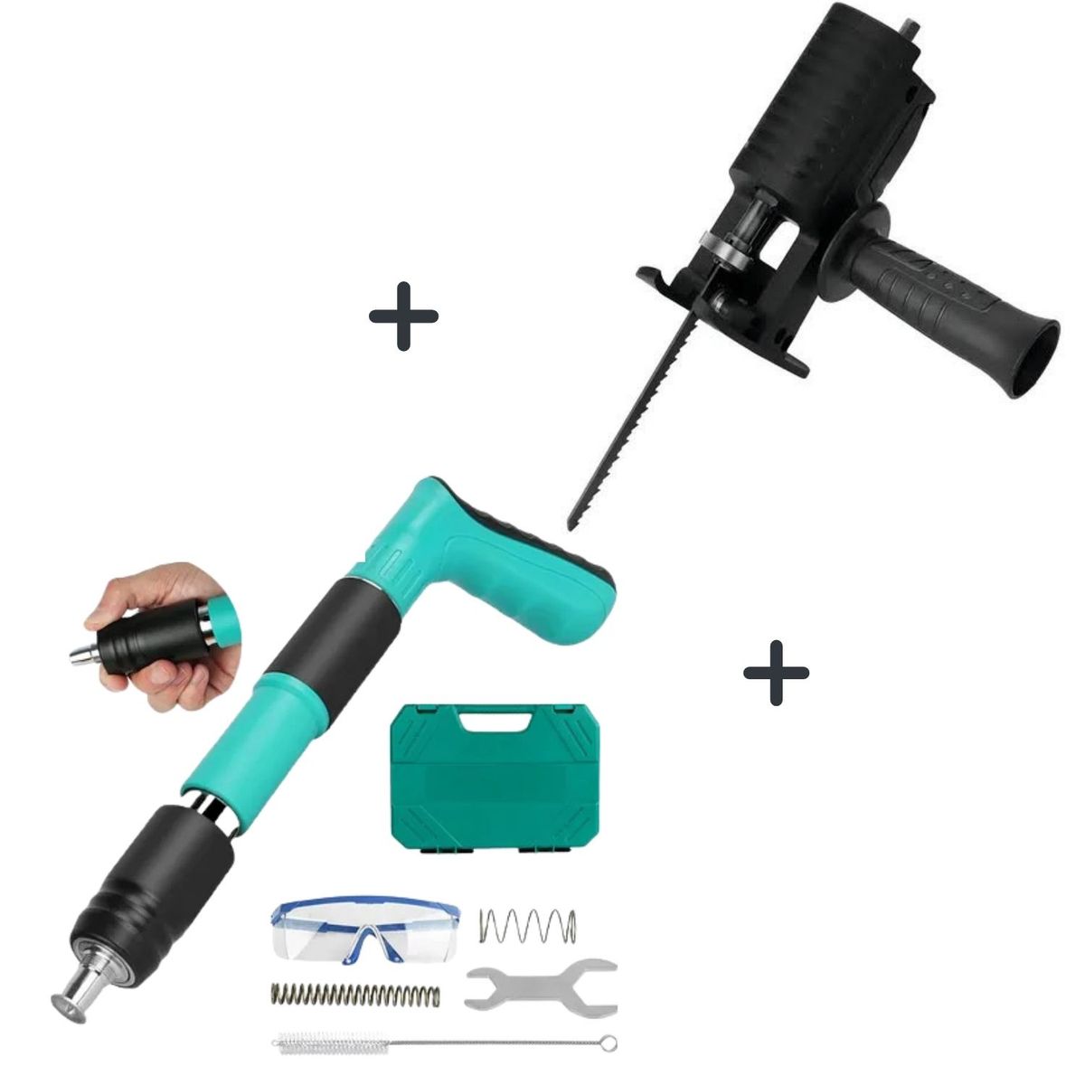 GENERICO - Pistola Fulminante De Clavos + Adaptador De Sierra