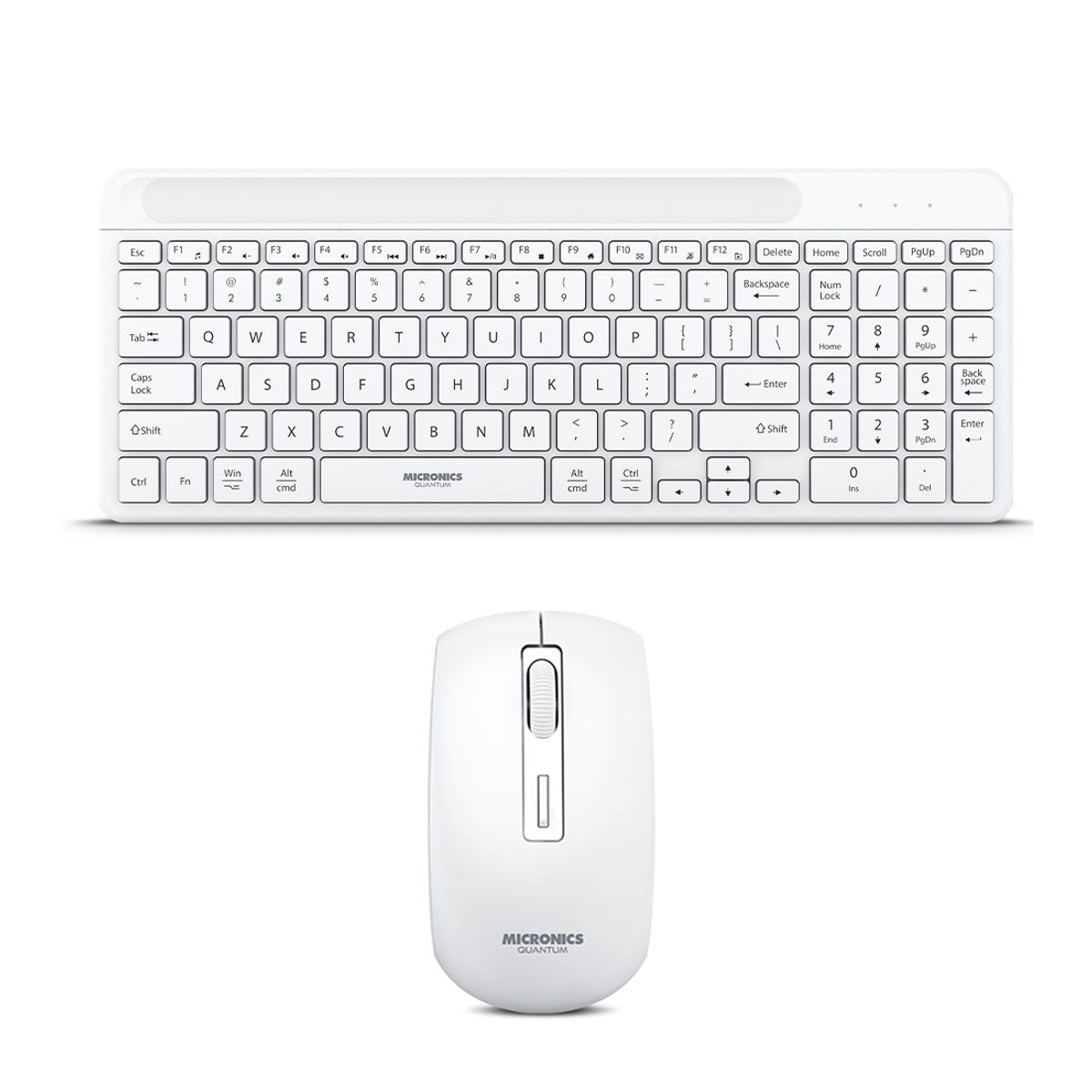 MICRONICS - Kit Teclado Multimedia + Mouse Inalámb Quantum WT813W Micronics Blanco
