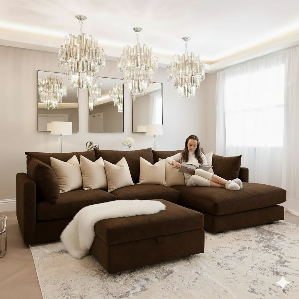 GENERICO - Seccional Liana con banqueta en tela Antifluido Petfriendly