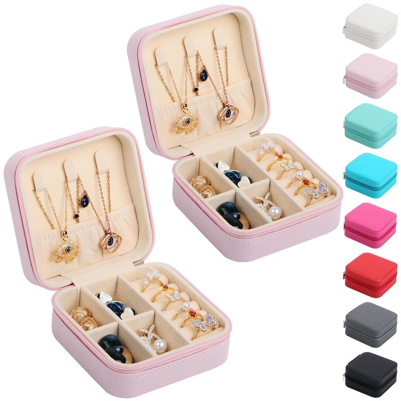 GENERICO - Pack de 2 UND Mini joyero cofre organizador de joyas para viaje