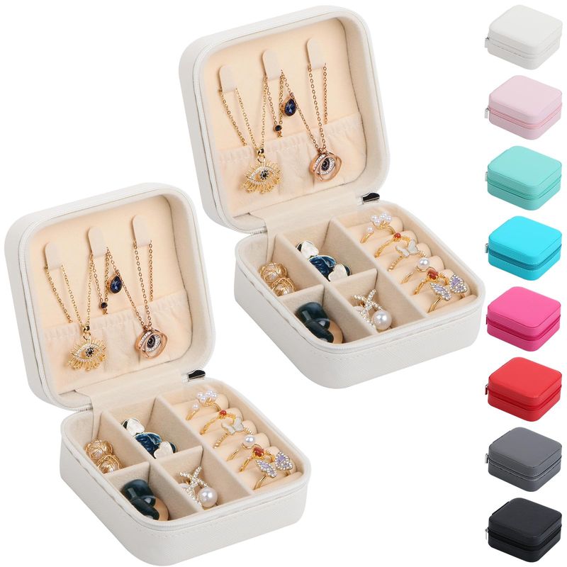 GENERICO - Pack de 2 UND Mini joyero cofre organizador de joyas para viaje