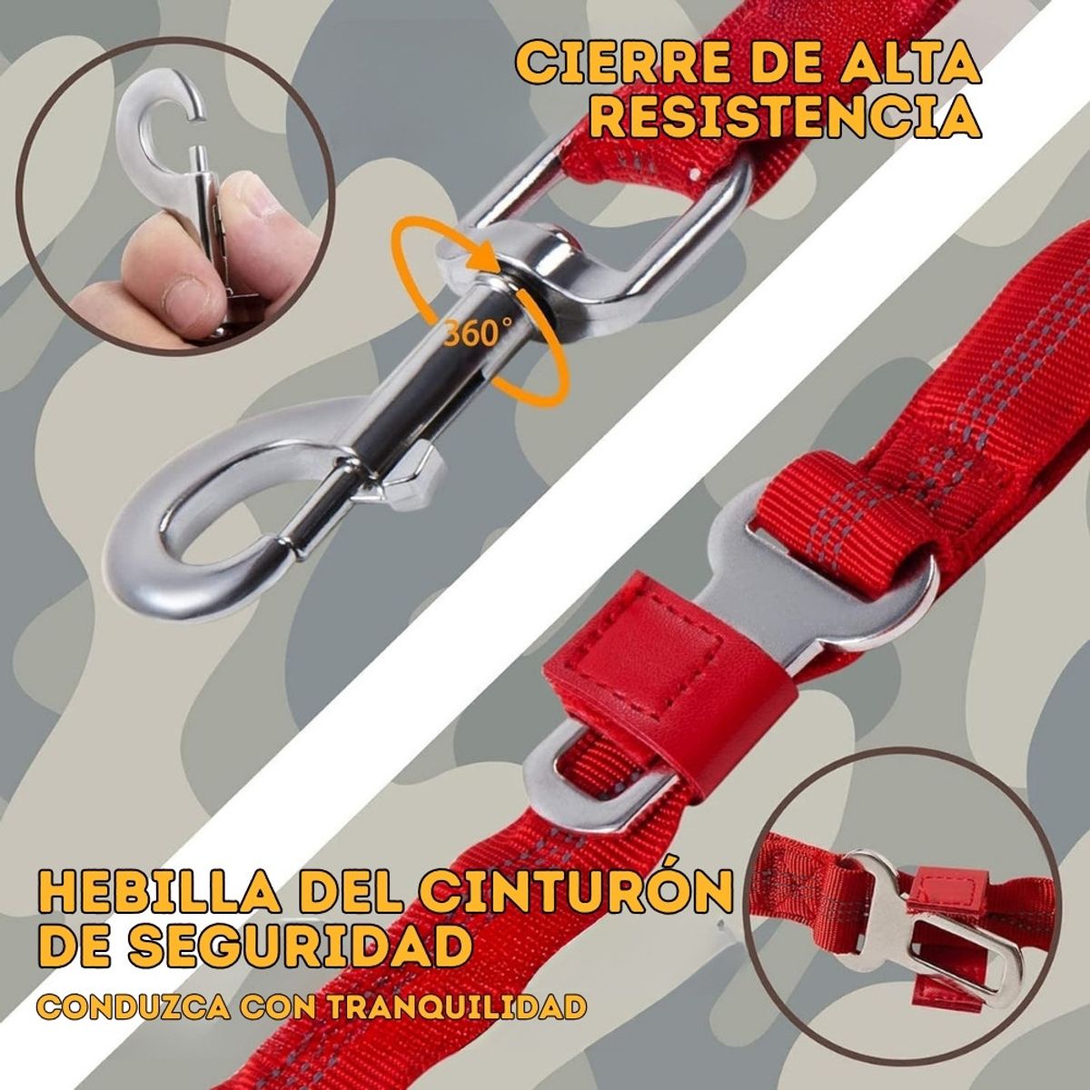 IMPORTADO MC - Correa Elástica Táctica Antitirones para Perros medianos y Grandes Clip de Seguridad y Asa Doble