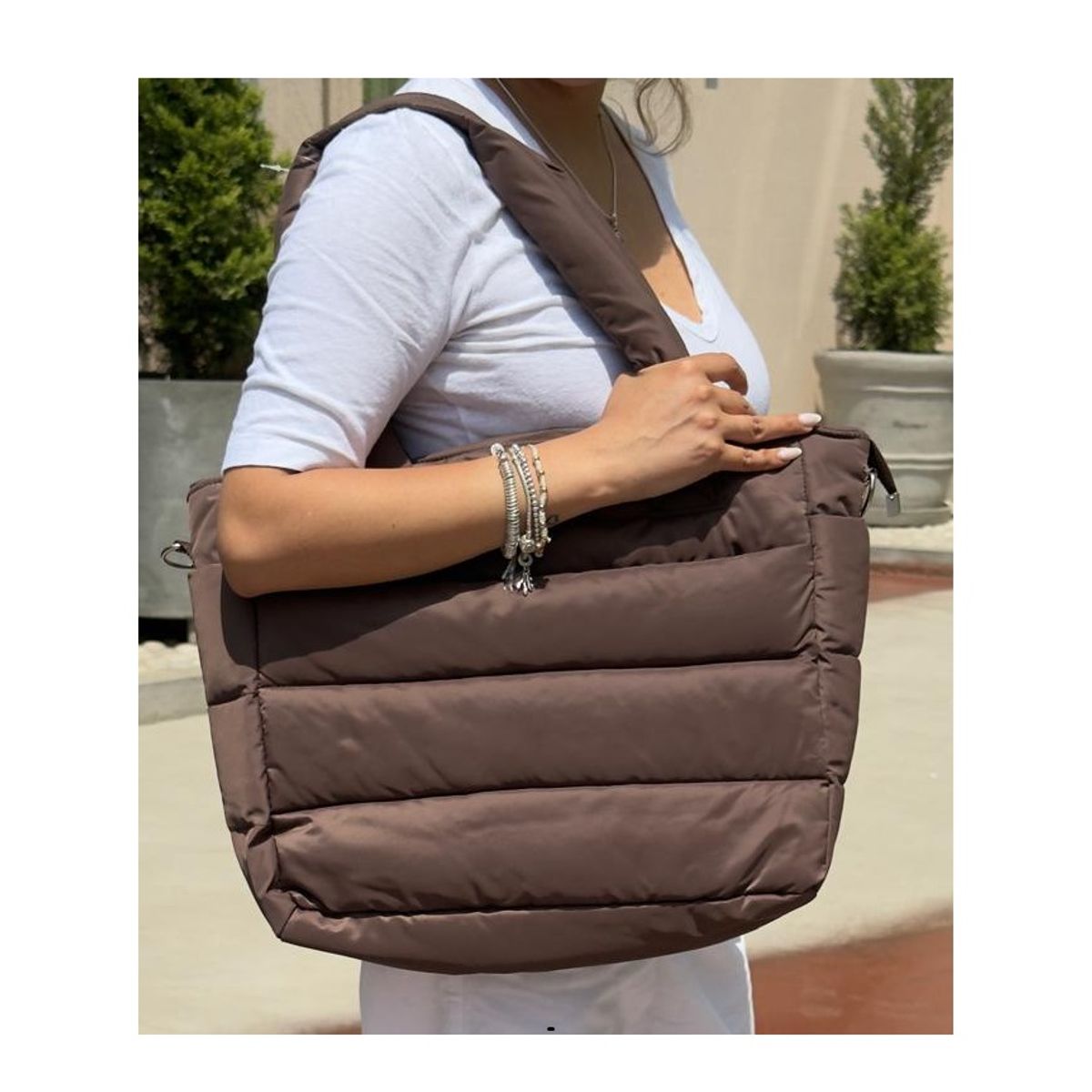 MORITA BAG STORE - BOLSO PUFFER PORTALAPTOP MUJER MARRON DAILY