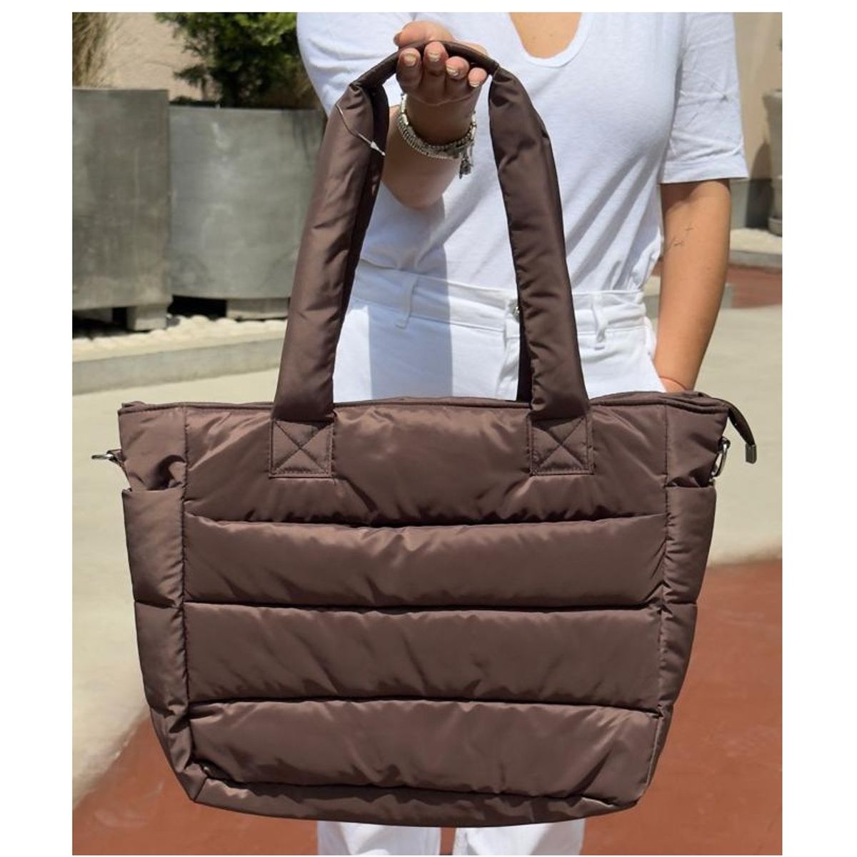 MORITA BAG STORE - BOLSO PUFFER PORTALAPTOP MUJER MARRON DAILY