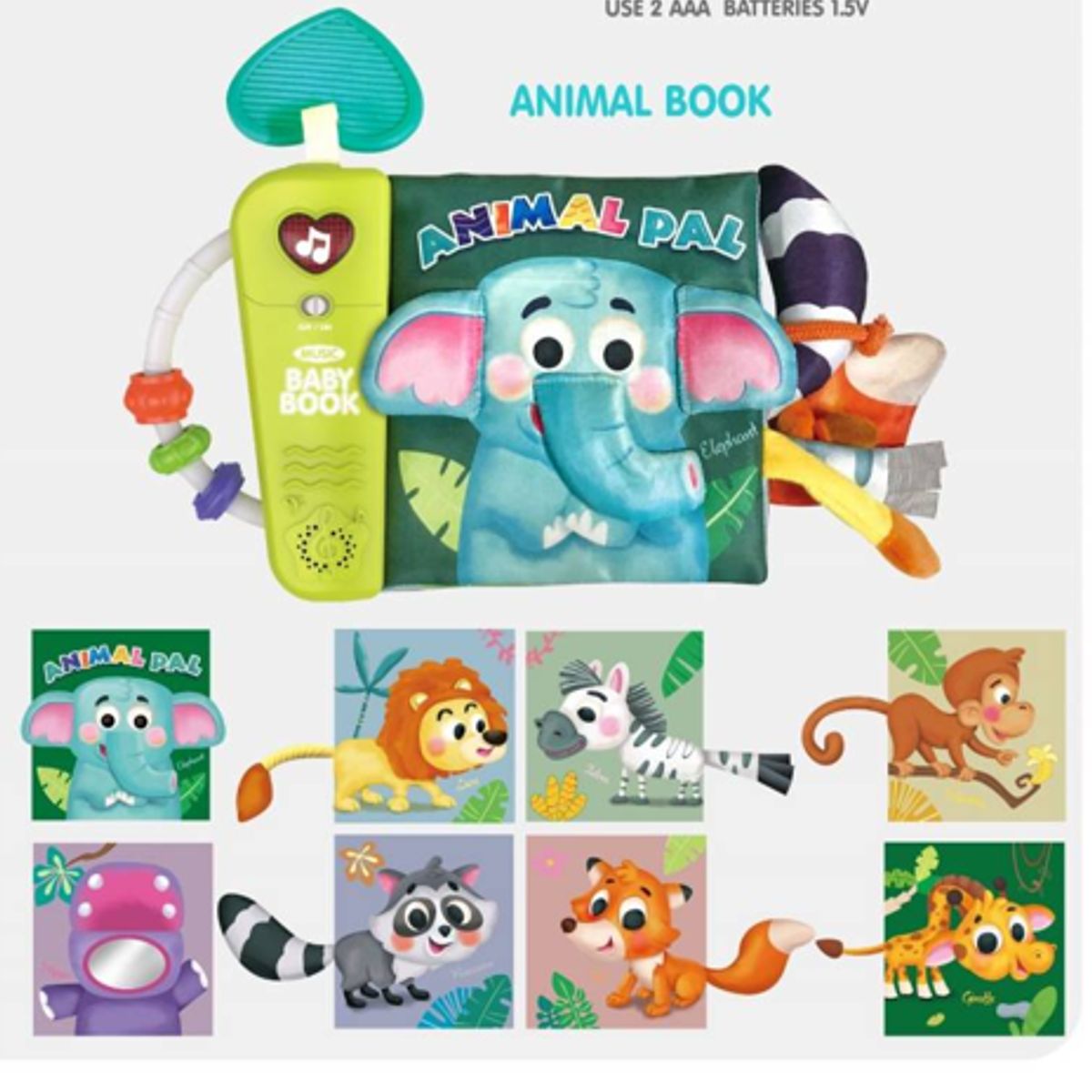 GENERICO - Libro De Tela Sensorial Musical De Animales