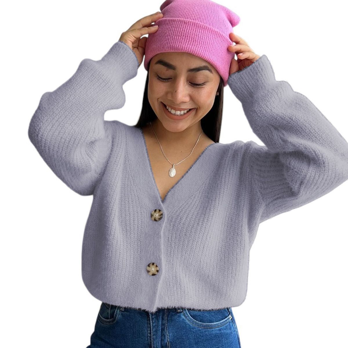 GENERICO - Chompa Abierta Mujer Dralom Peluche 463G-24 Color Gris