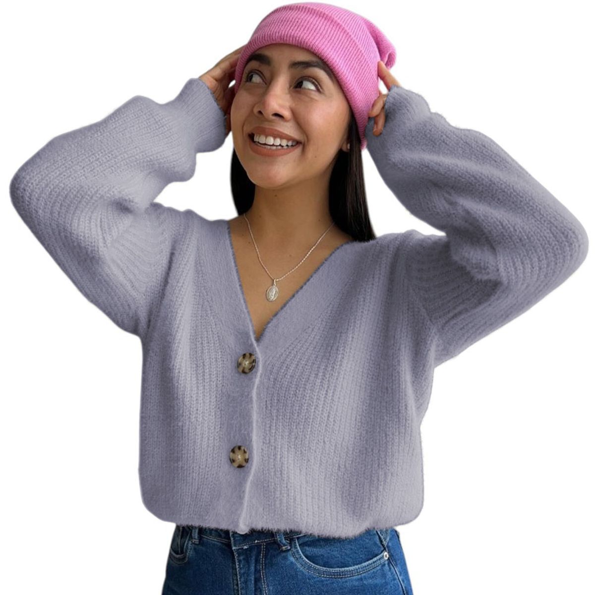 GENERICO - Chompa Abierta Mujer Dralom Peluche 463G-24 Color Gris