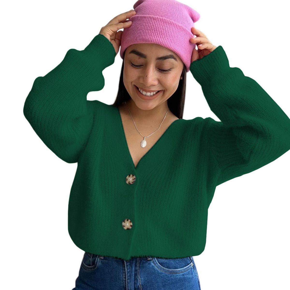 GENERICO - Chompa Abierta Mujer Dralom Peluche 463G-24 Color Verde