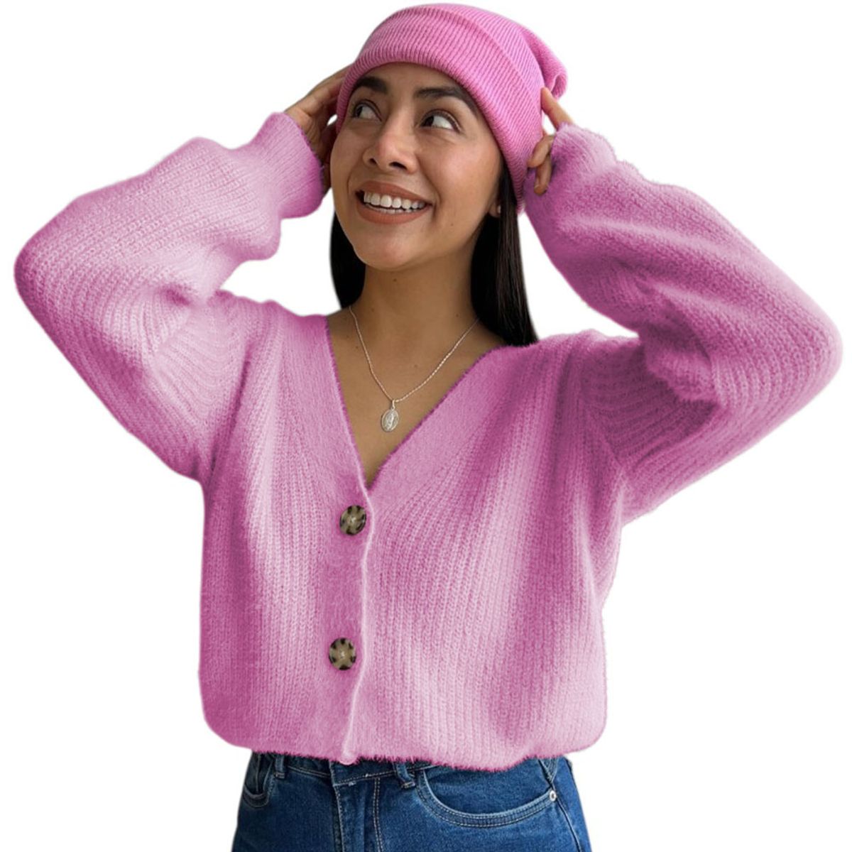 GENERICO - Chompa Abierta Mujer Dralom Peluche 463G-24 Color Rosa