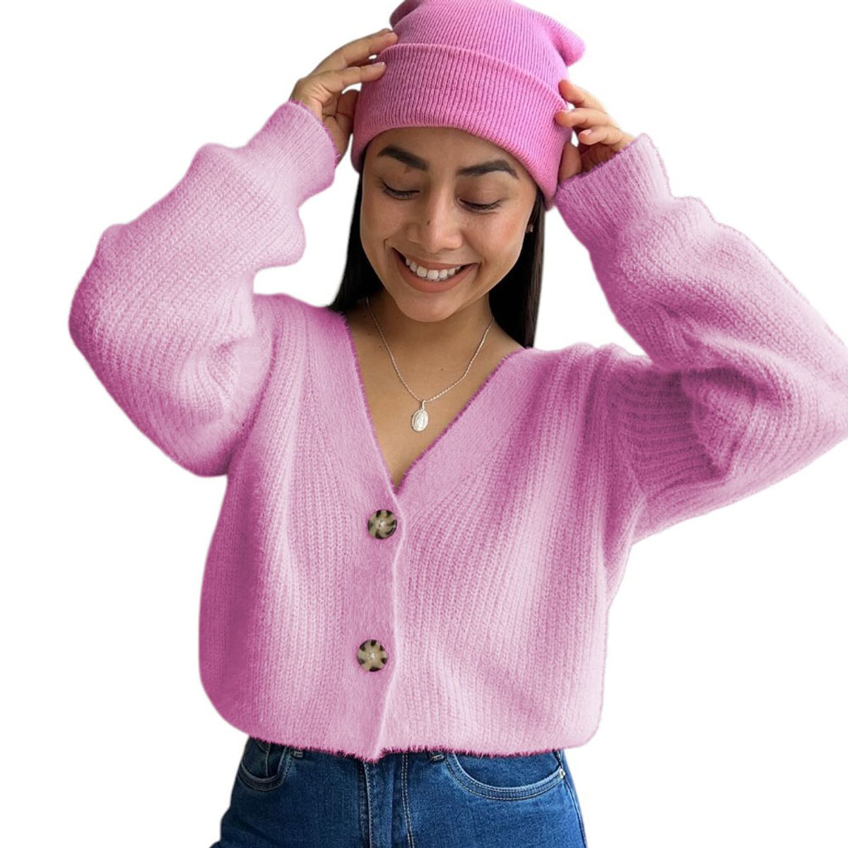 GENERICO - Chompa Abierta Mujer Dralom Peluche 463G-24 Color Rosa