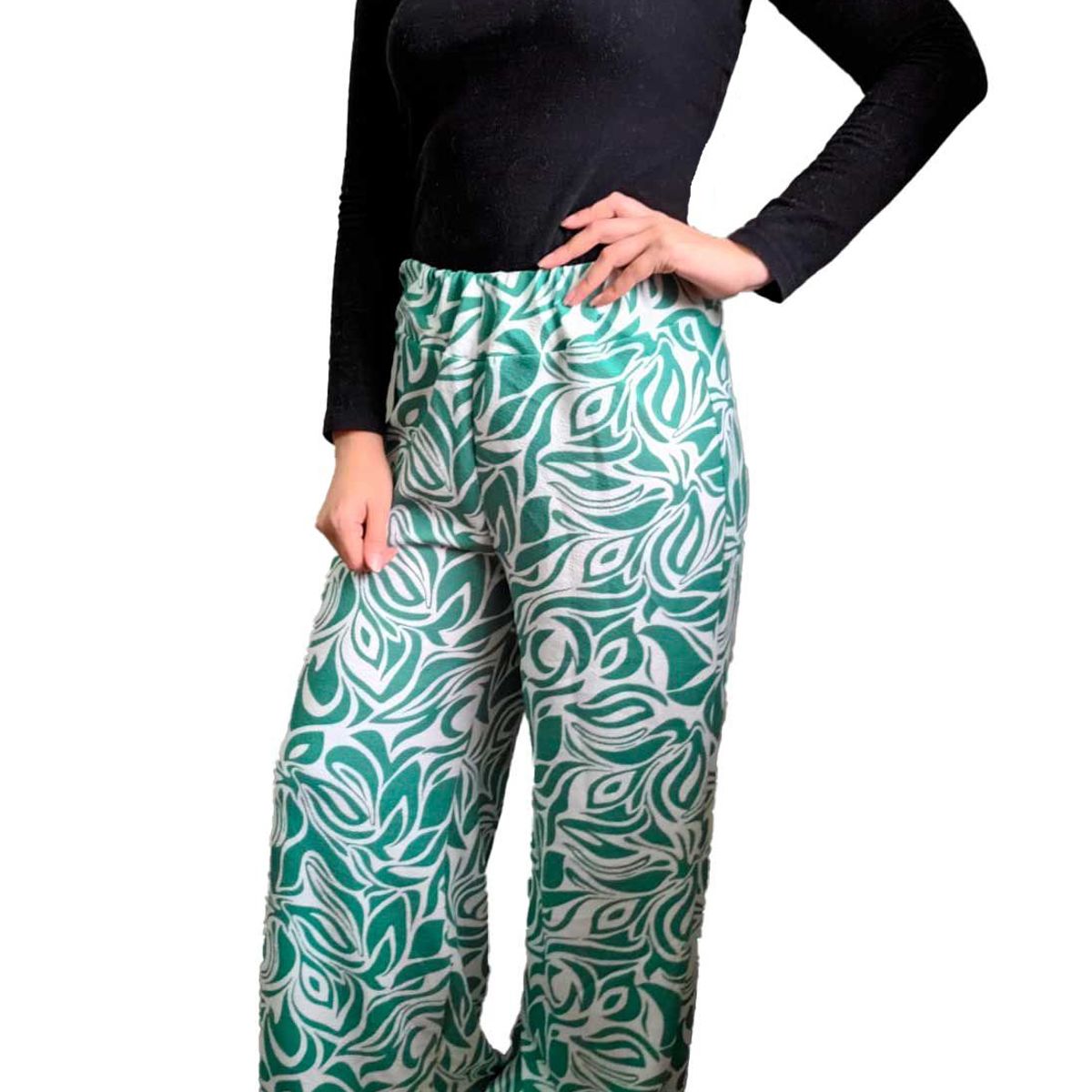 GENERICO - Pantalón Palazo estampado - Nathalie Love It - Verde