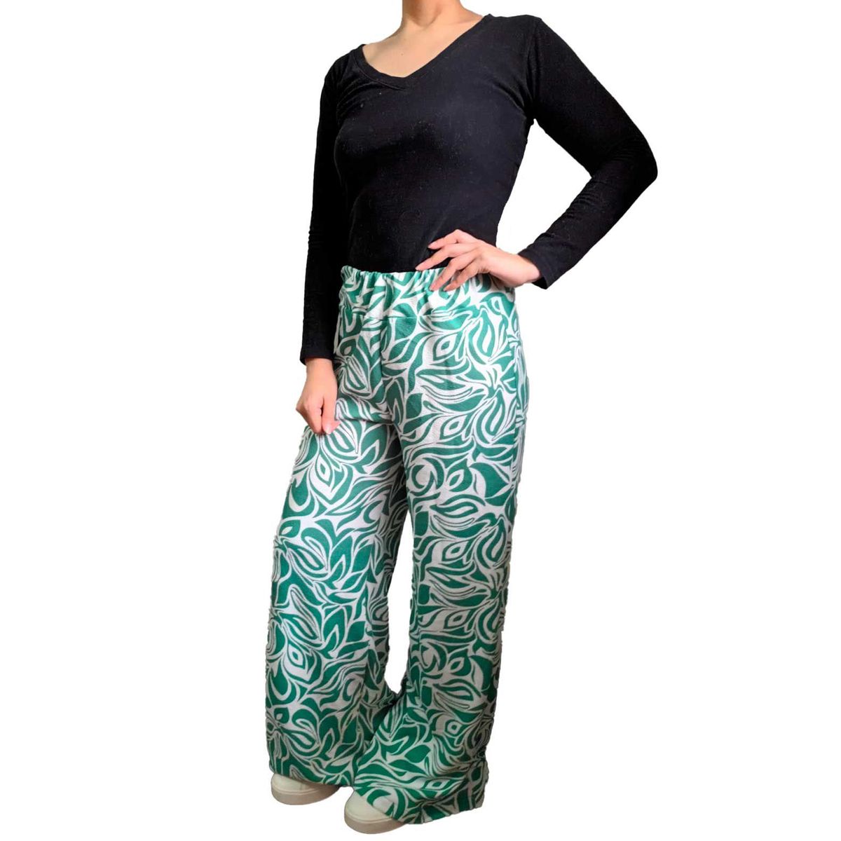 GENERICO - Pantalón Palazo estampado - Nathalie Love It - Verde