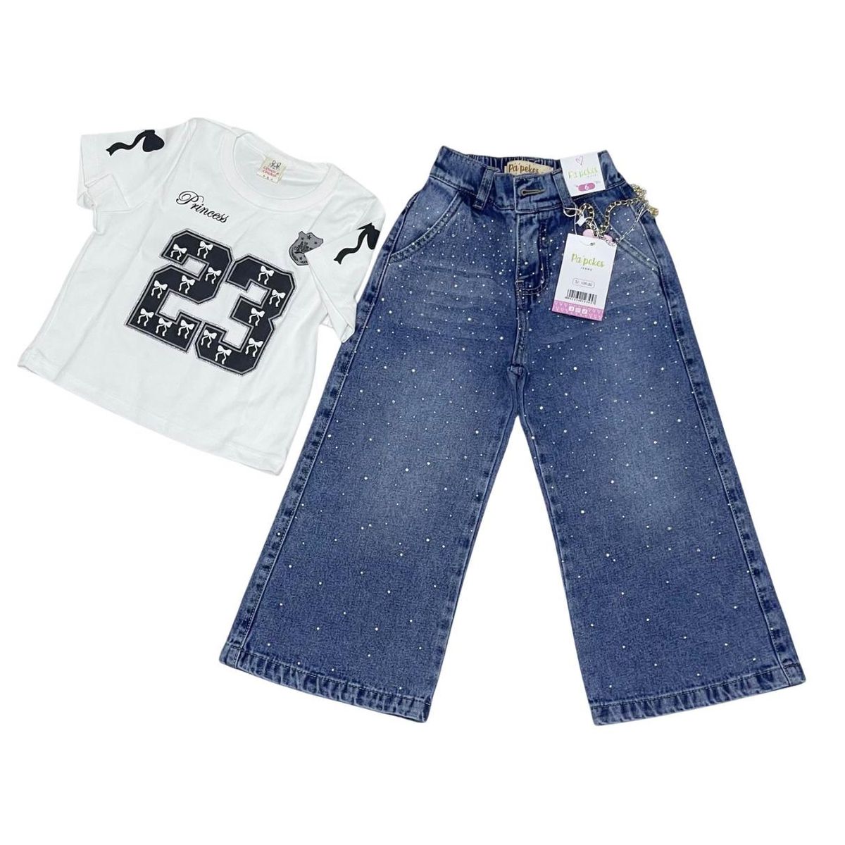 GENERICO - Outfit Para Niña Pantalón Jeans + Polo 100% Algodón