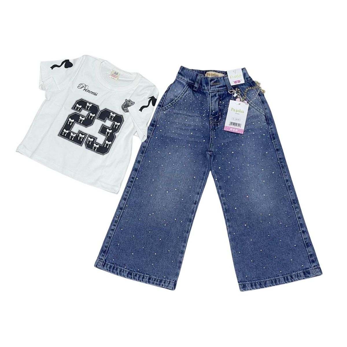 GENERICO - Outfit Para Niña Pantalón Jeans + Polo 100% Algodón