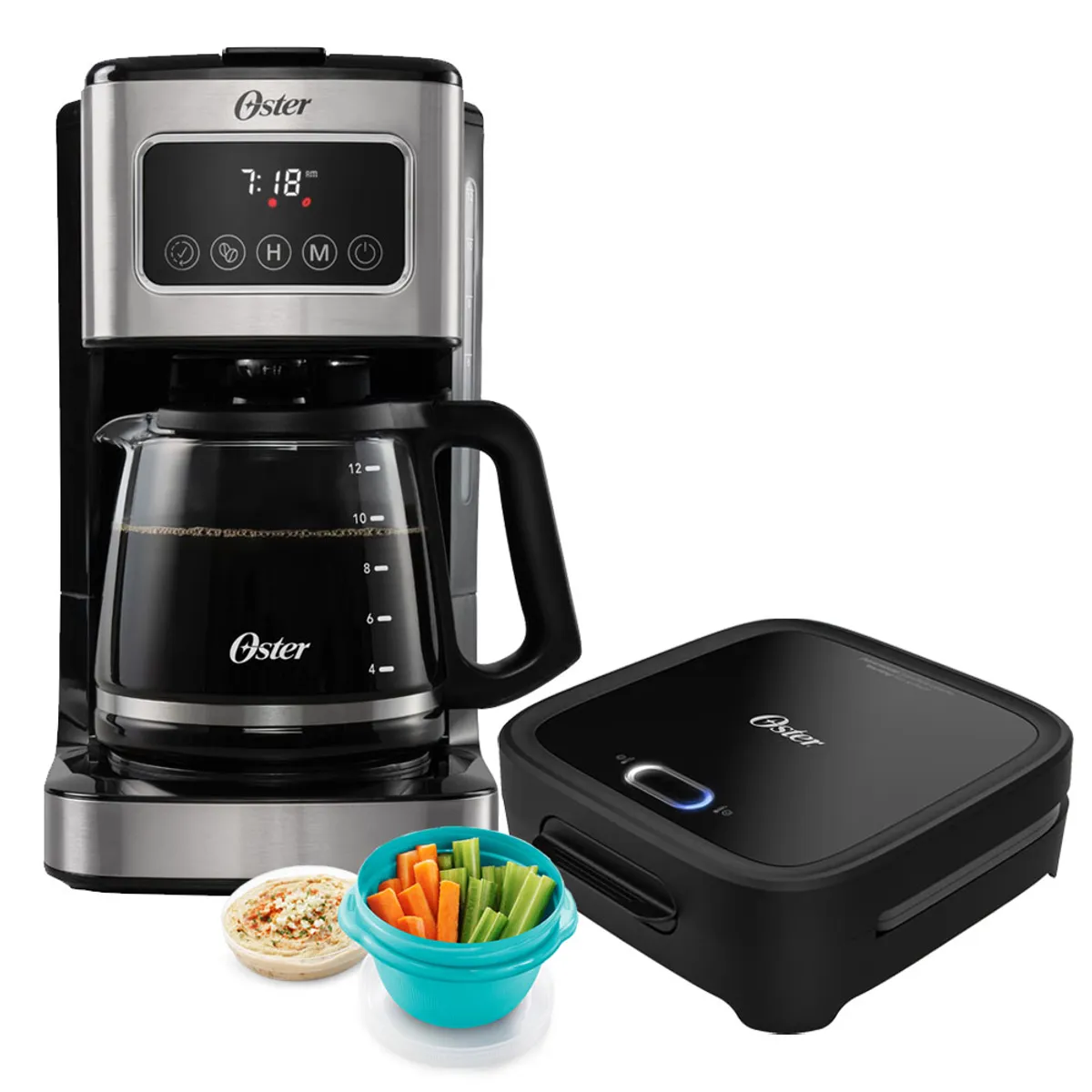 OSTER - Combo Cafetera Oster Bvstdc4403 + Sandwichera con Platos Hondos