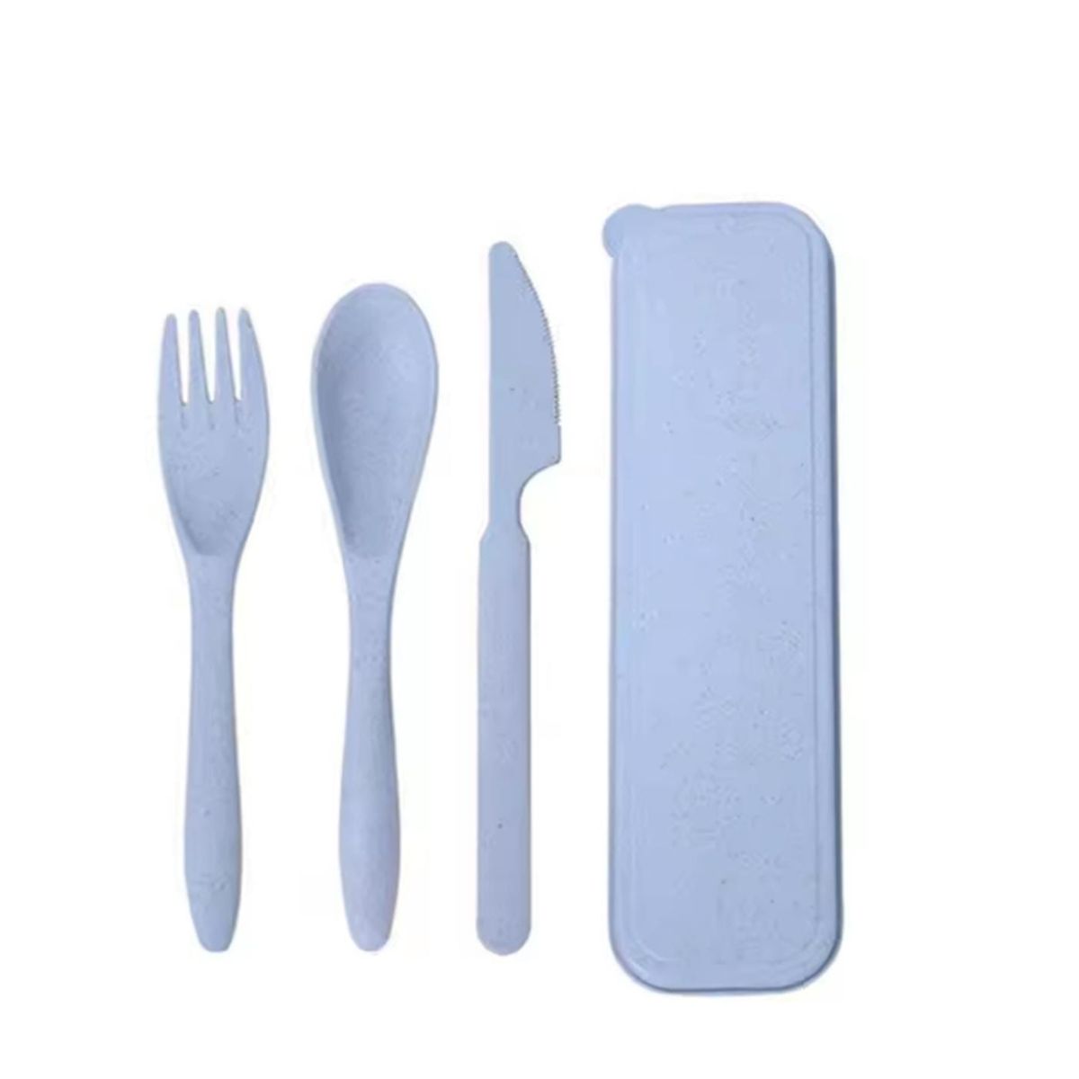 GENERICO - SET DE 3 CUBIERTOS ECOLÓGICOS PORTÁTIL COLOR CELESTE