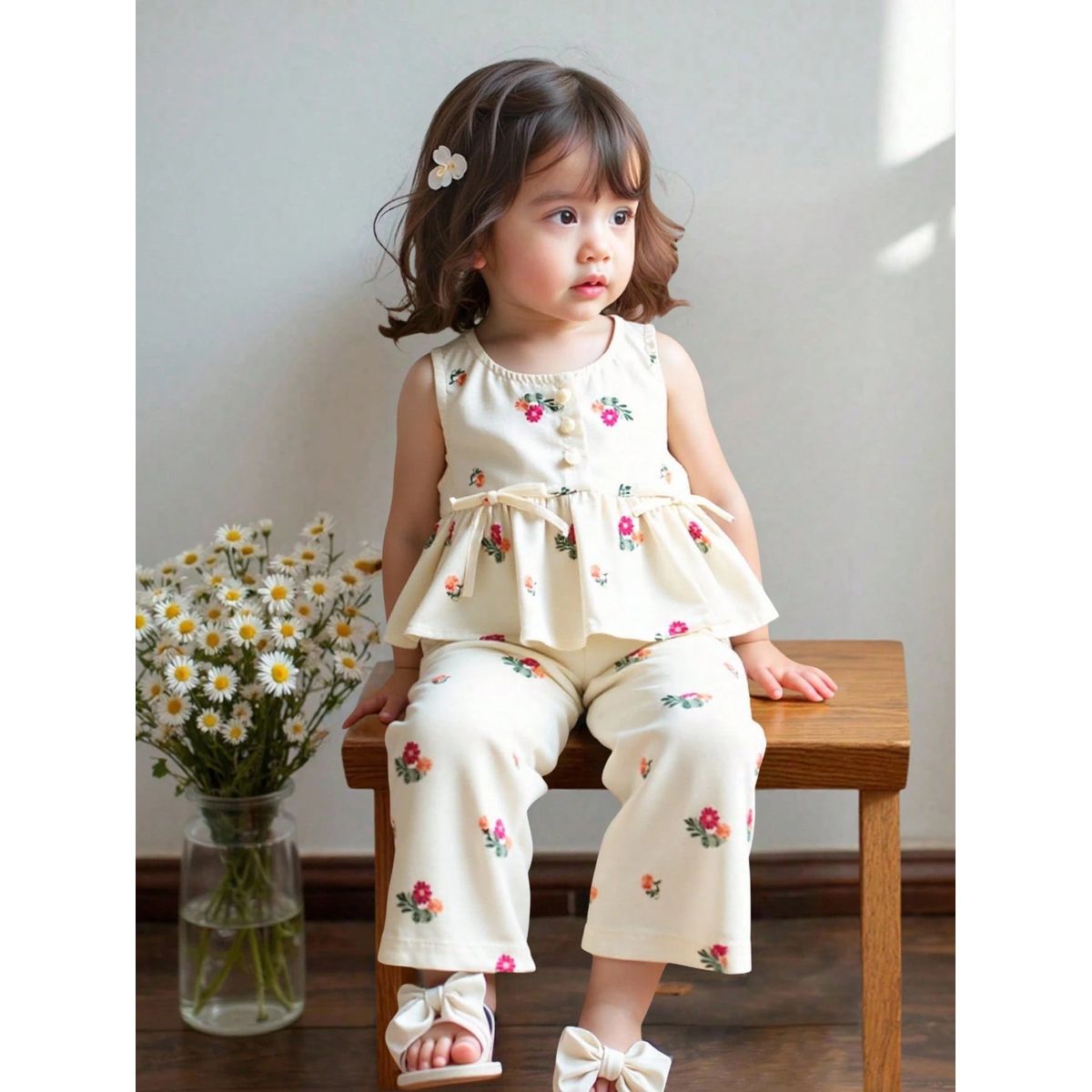 GENERICO - Conjunto Dreamy blusa peplum sin mangas y pantalón a juego