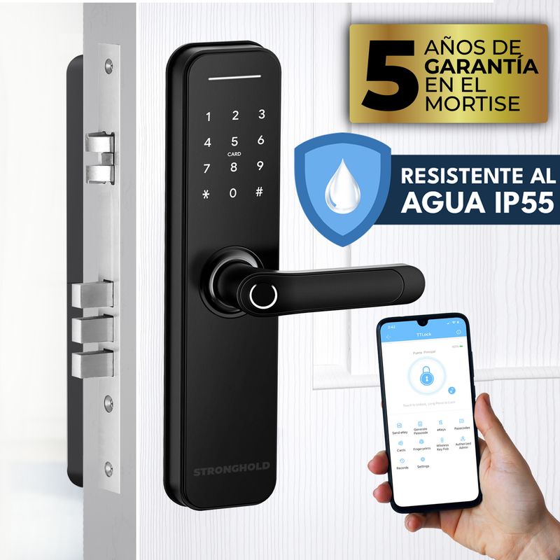 STRONGHOLD - Cerradura smart RESISTENTE AL AGUA MASTER IP55 Negro + Asesoría de Instalación