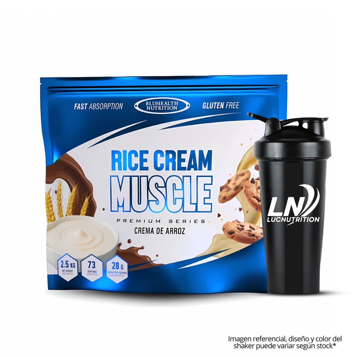 GENERICO - Crema de arroz Bluhealth Nutrition 2.5 kg - Chocolate + Shaker