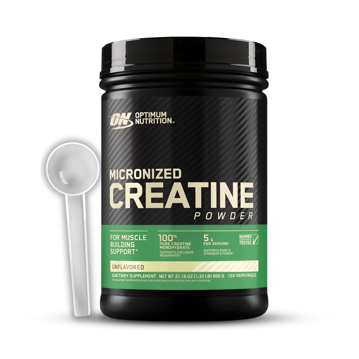 OPTIMUN NUTRITION - Creatina Optimum Nutrition 600 g - Creatina Monohidratada y micronizada + Scoop