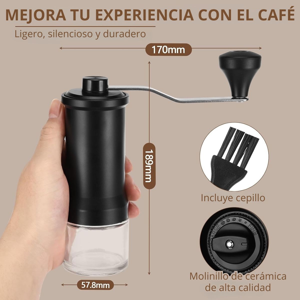 PENTHA - Molinillo para Café Manual Portátil Práctico y Resistente