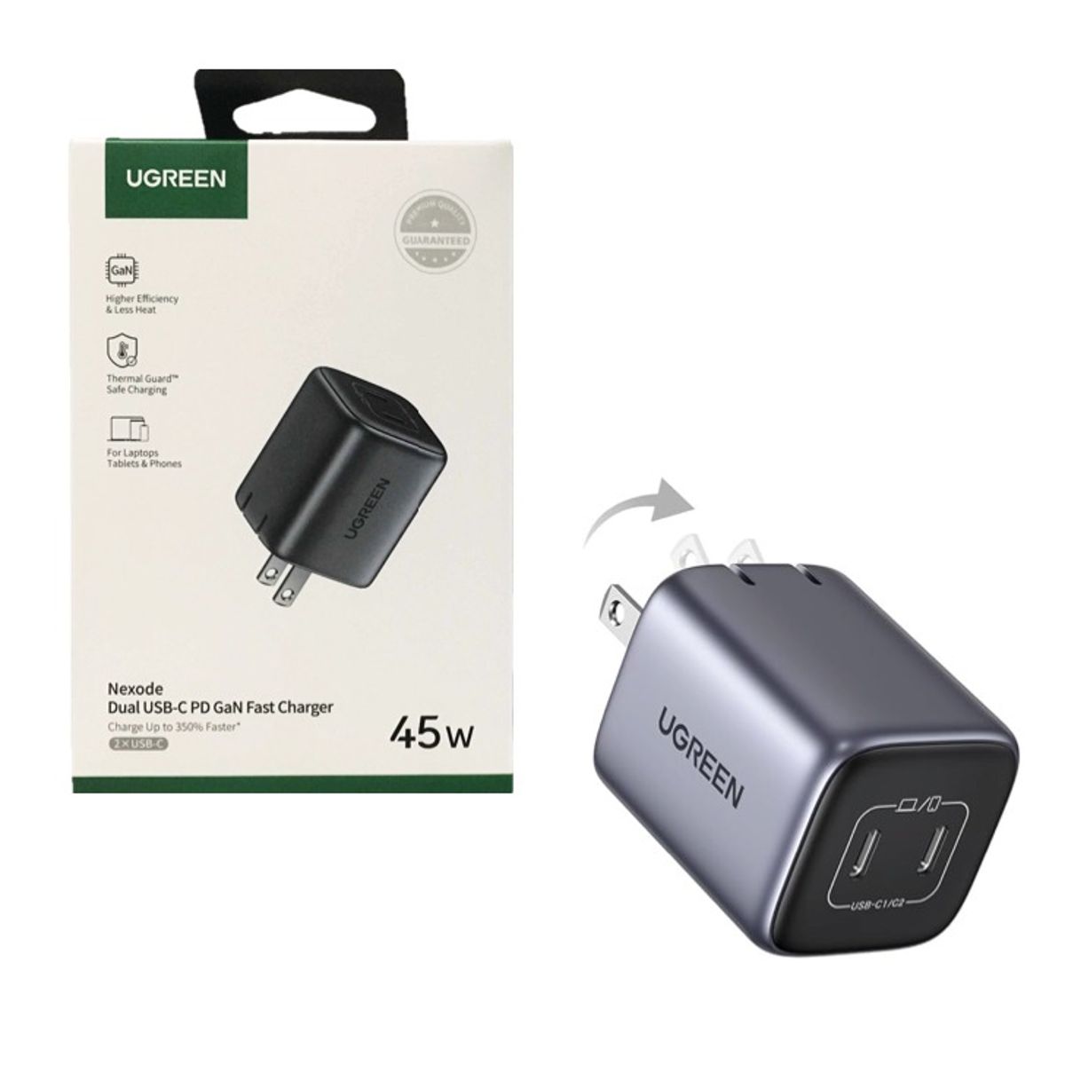 UGREEN - Cubo de Carga Original 2 Puertos Ugreen 45W