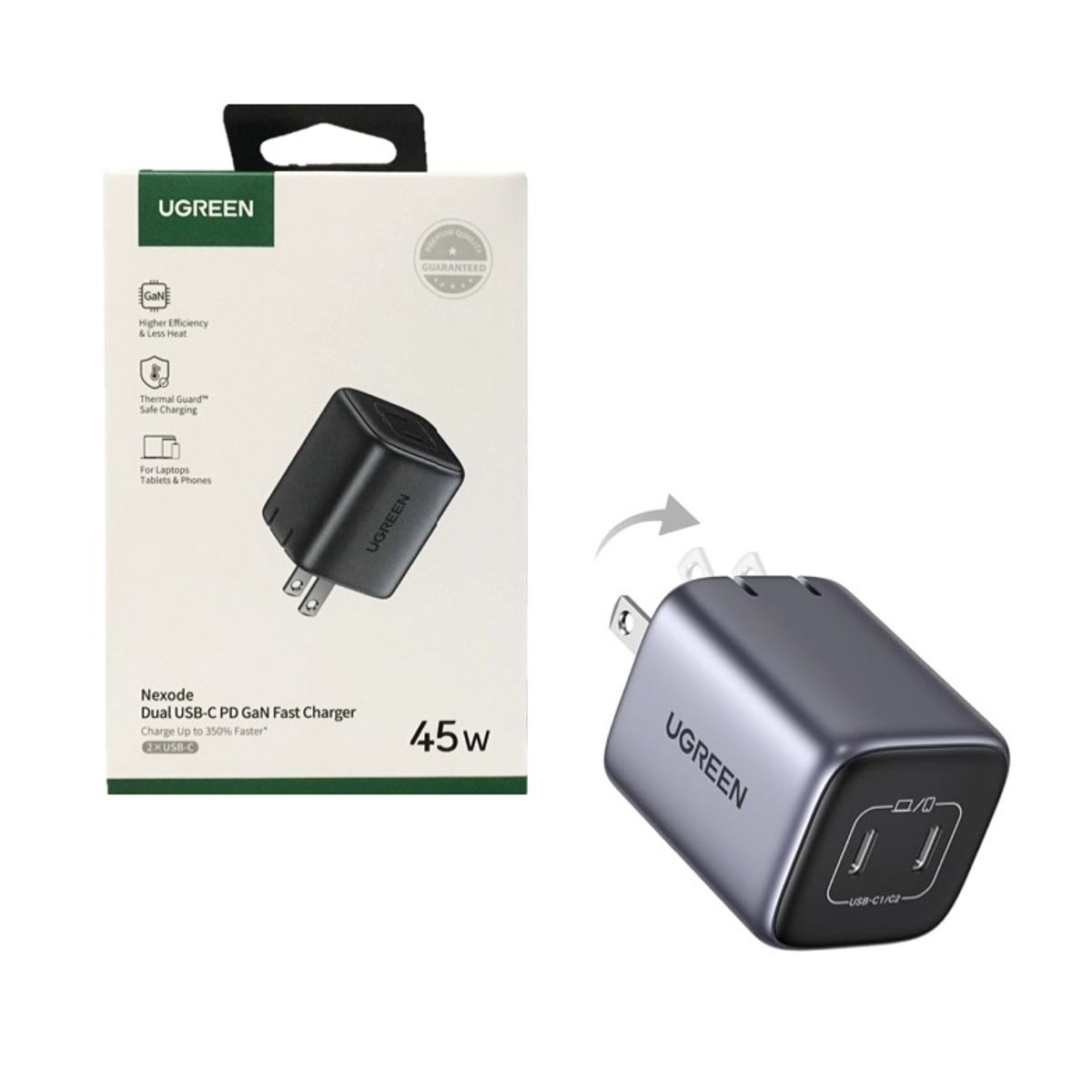 UGREEN - Cubo de Carga Original 2 Puertos Ugreen 45W