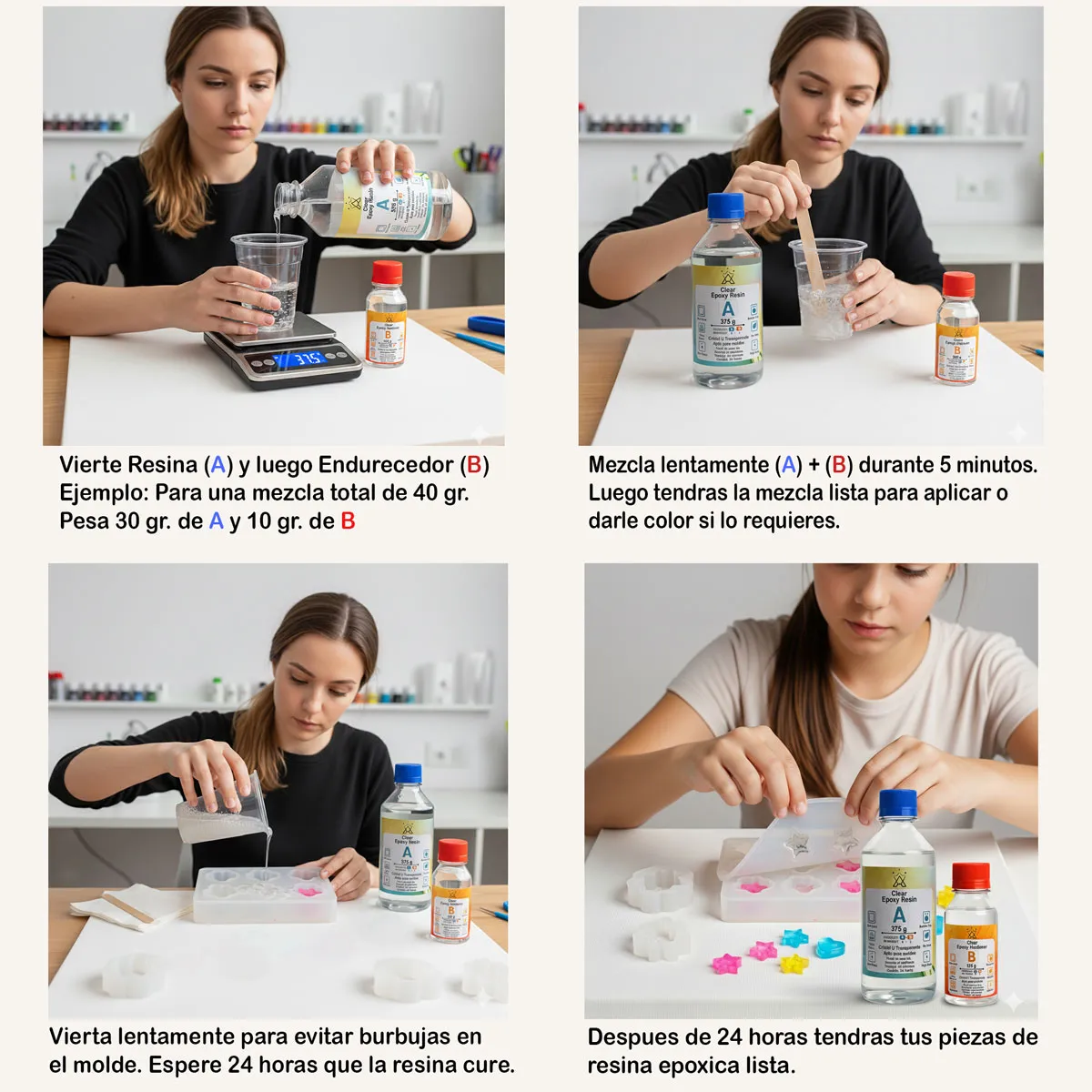 GENERICO - Resina Epoxica 1 Kg 3x1 Ultra-transparente Ultra-brillante