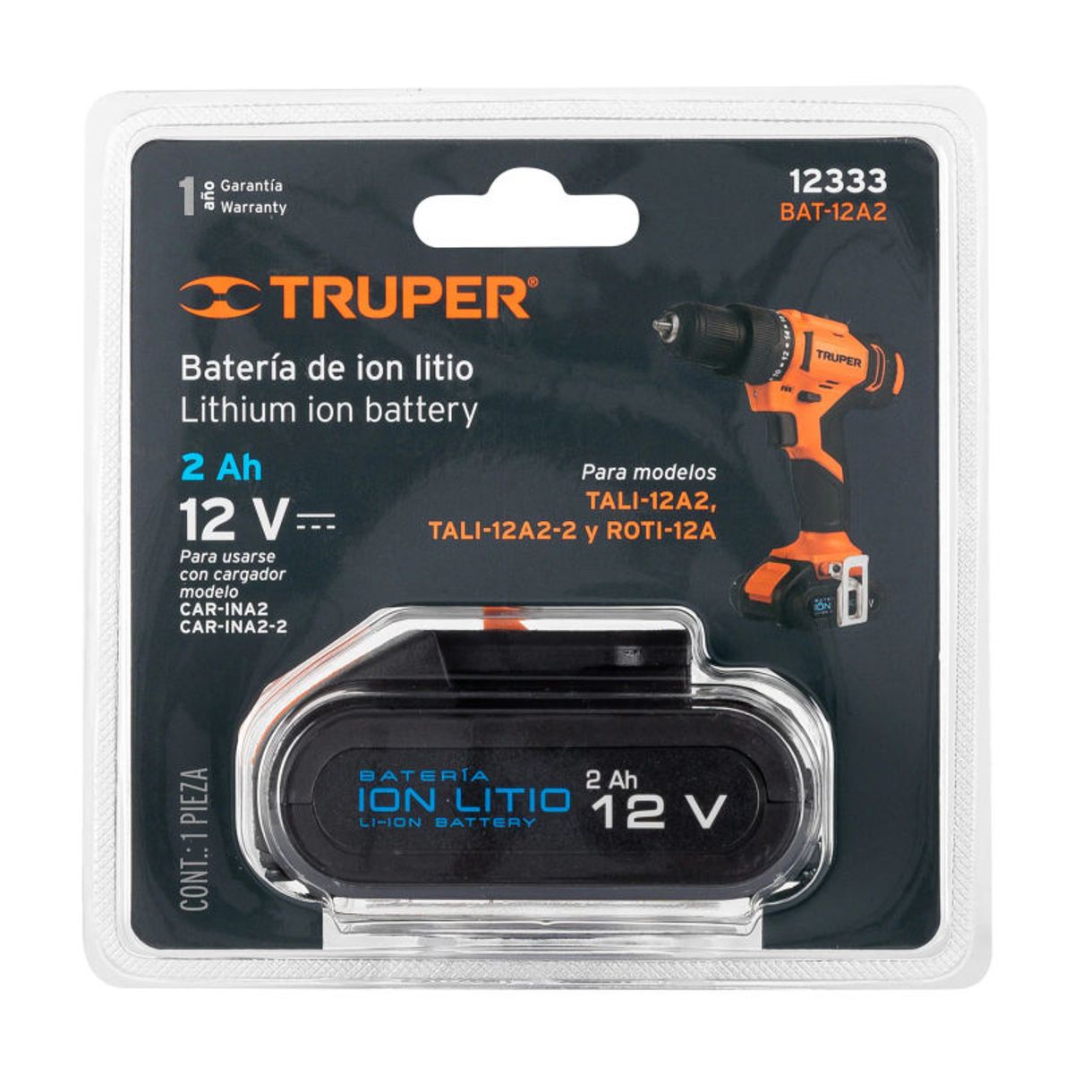 TRUPER - Batería ion litio 12 V para taladro TALI-12A2-2 Truper - 12333