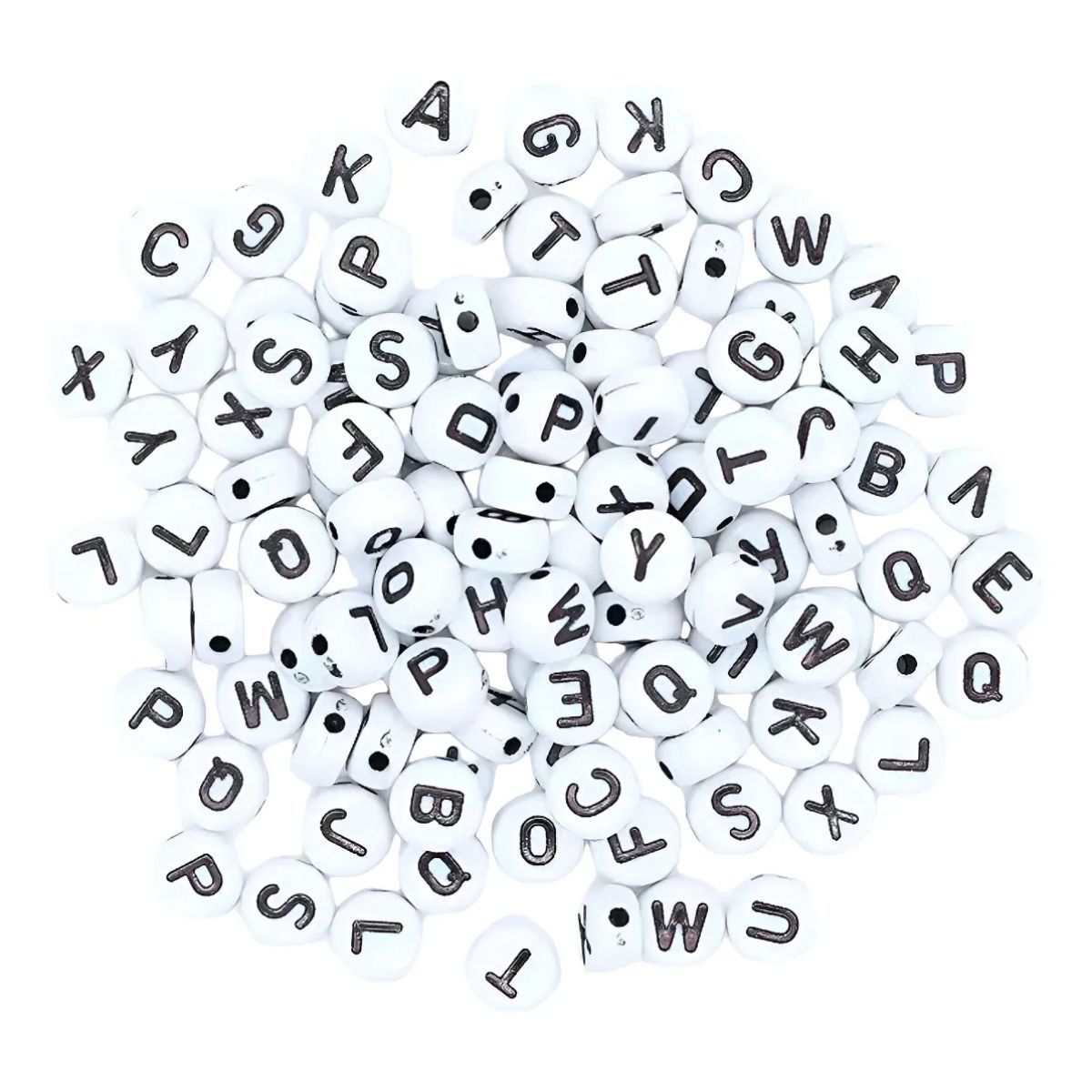 GENERICO - Cuentas Letras Alfabeto Letra Negra Redonda 7mm