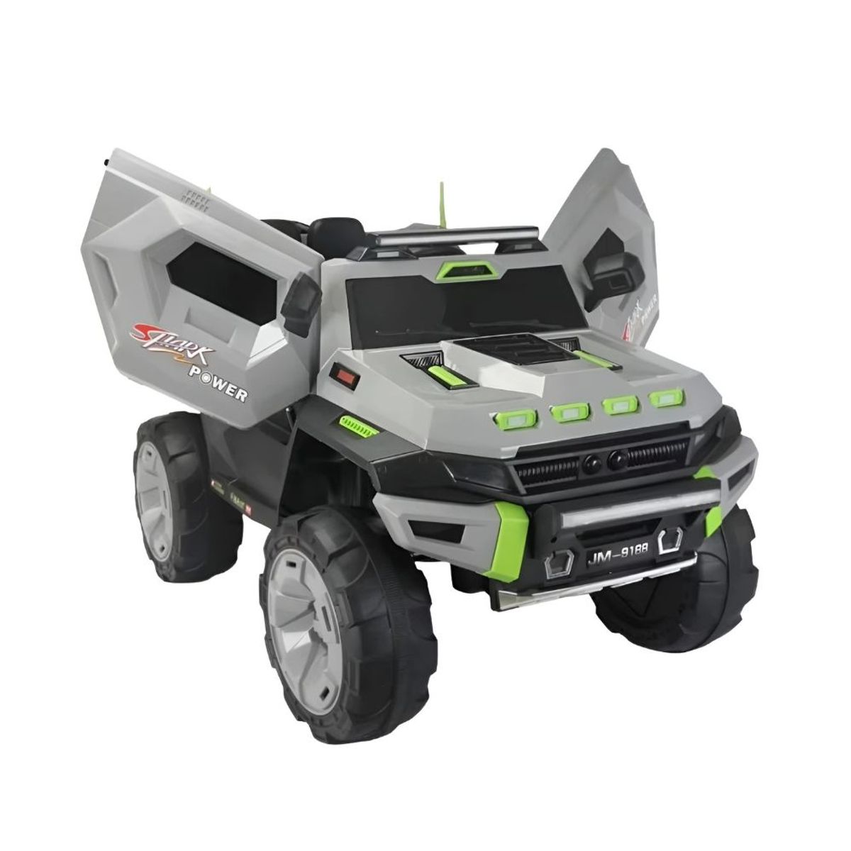 GENERICO - Potente Sherman 4x4 Gris 12V 550W! Camioneta Eléctrico 2 Asientos, Bluetooth y Seguro