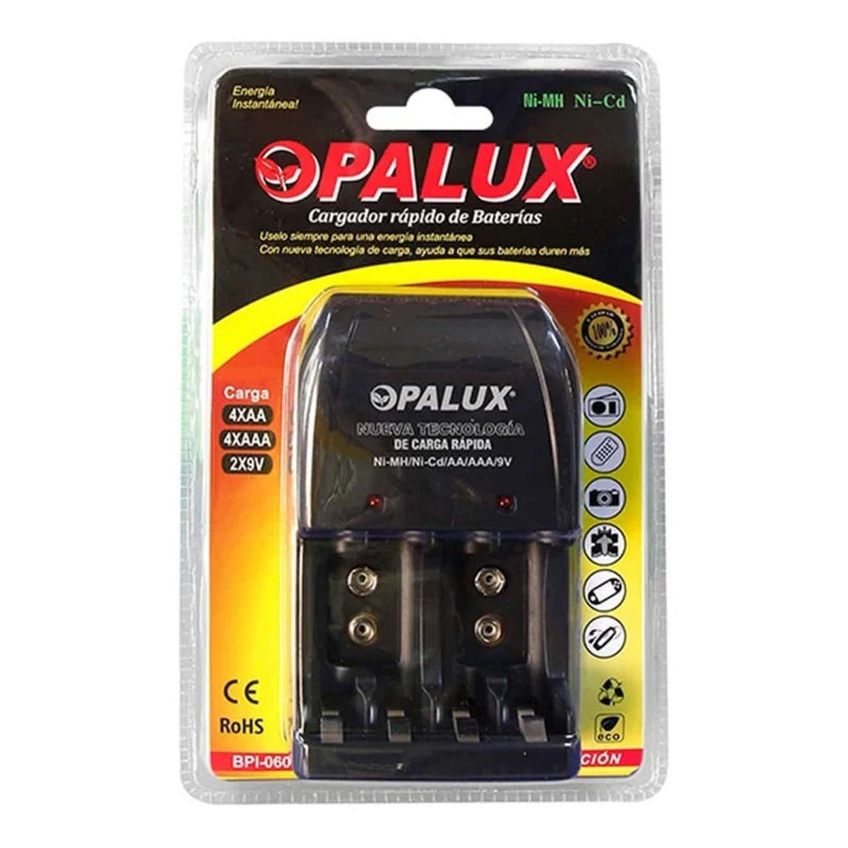 OPALUX - Cargador De Baterías Recargables 9vaaaaa Bpi-0604ng Opalux