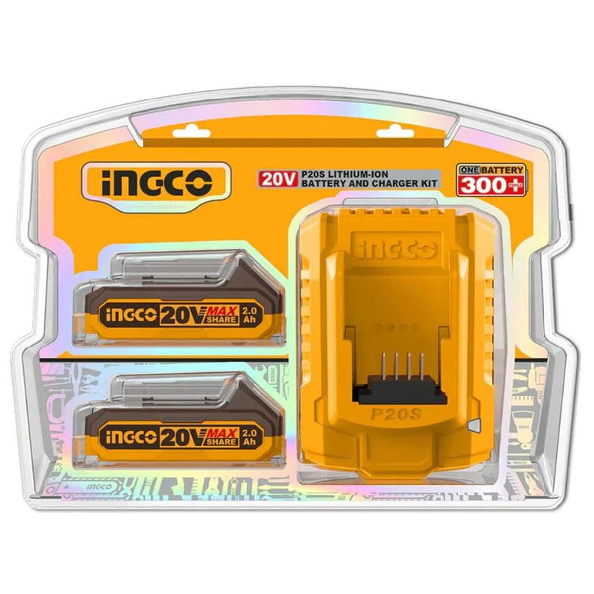 INGCO TOOLS - KIT Baterias INGCO 20V 2A 2 UNIDADES + Cargador 20V FBCPK1222 INGCO