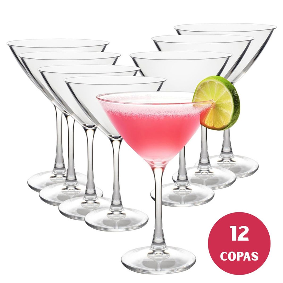NADIR - Copas Martini de Vidrio 100ml Elegantes Cócteles Gourmet X12