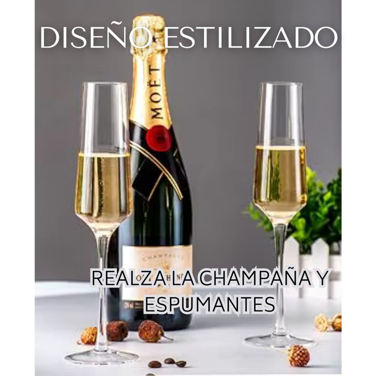 NADIR - Copas Brunello Champaña 225ml Vidrio Nadir Elegante Pack X6