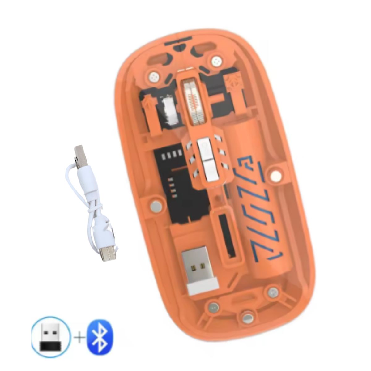 SEISA - Mouse Inalámbrico Recargable Dual Bluetooth y USB 24G transparente