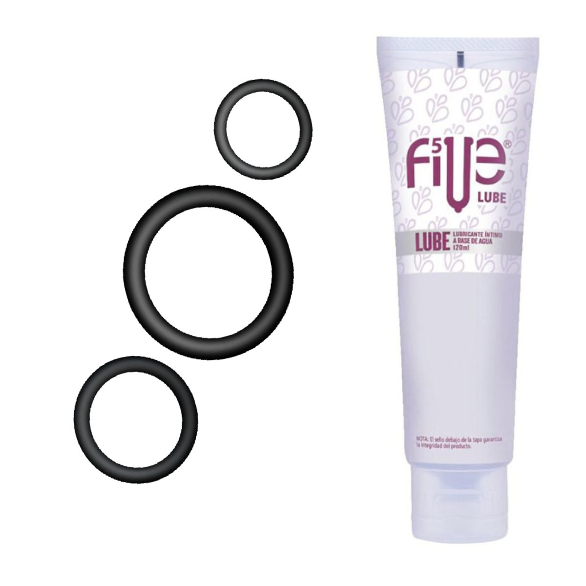 DR PINKY - Kit de 03 Anillos para Pene CockRing + Lubricante Five Base de Agua