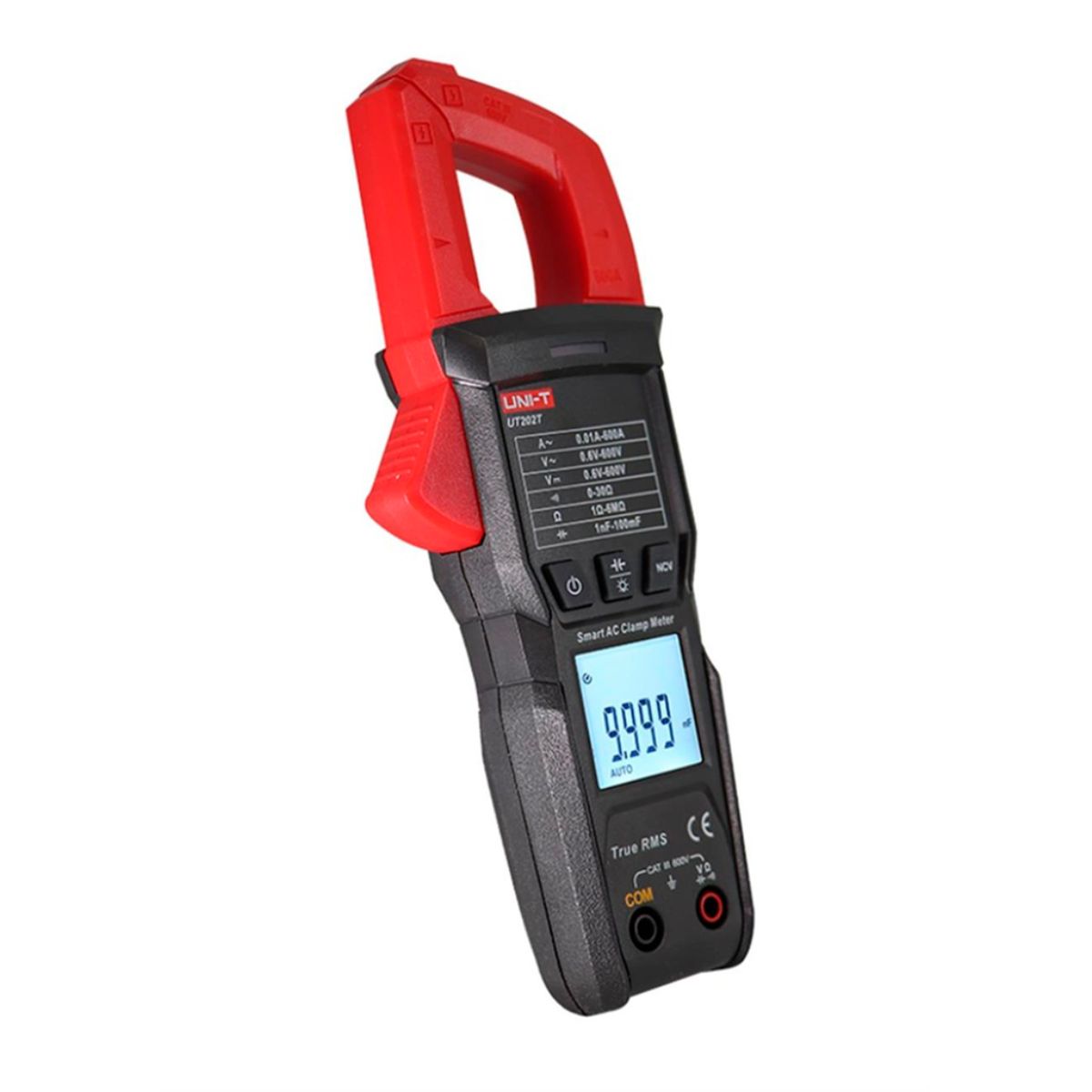 UNI T - Pinza Amperimétrica Digital UT202T, 600 A AC, True RMS, Medición De Temperatura, UNI-T