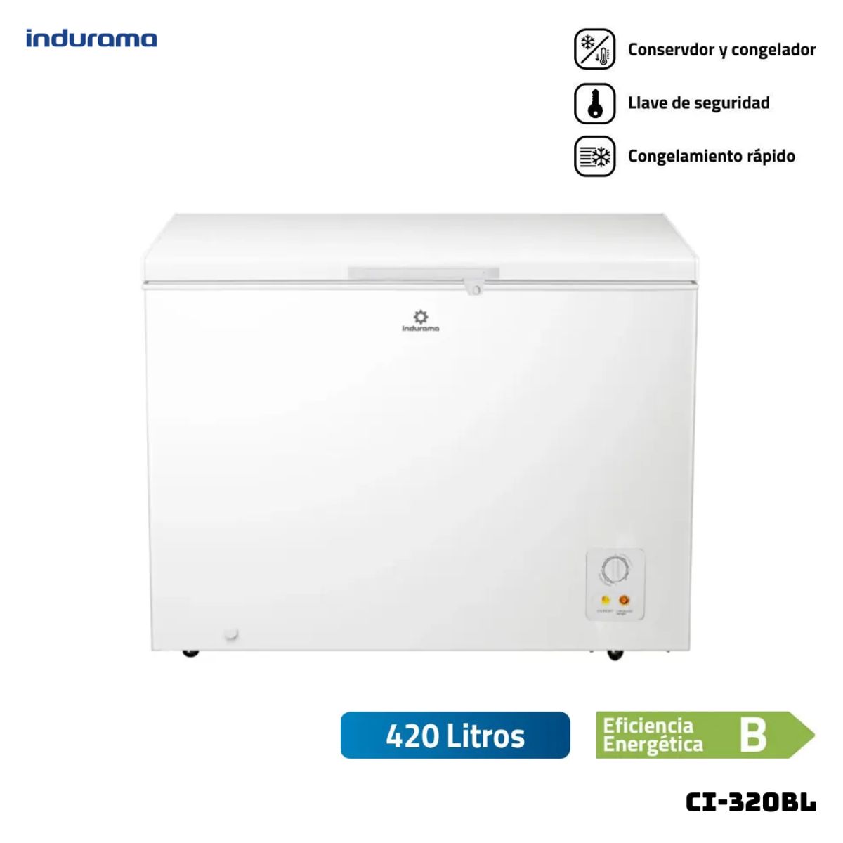 INDURAMA - CONGELADORA INDURAMA 297 L BLANCO CROMA - CI-320Bl