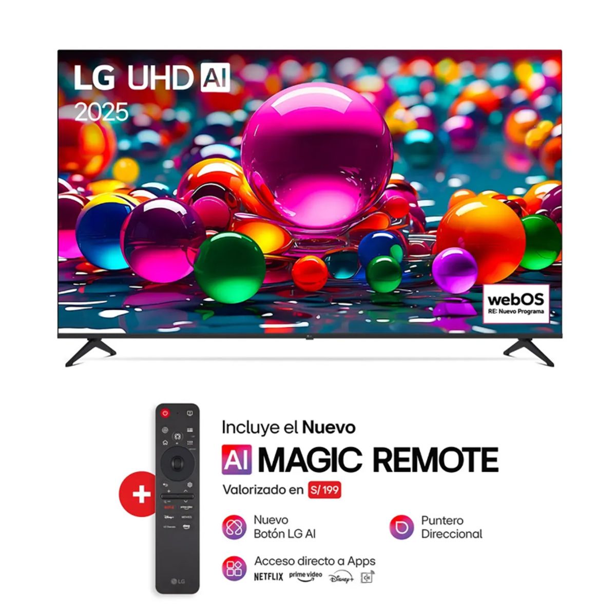 LG - Televisor LG 86” UHD 4K ThinQ AI 86UA8050PSA Smart TV 2025
