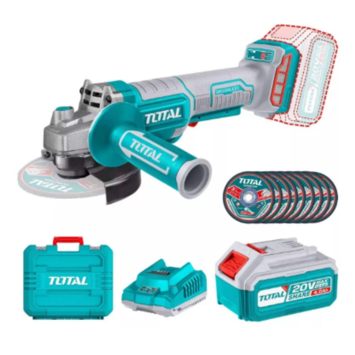 GENERICO - Amoladora Angular LI-ION 20V 45” y Accesorios TAGLI2111561