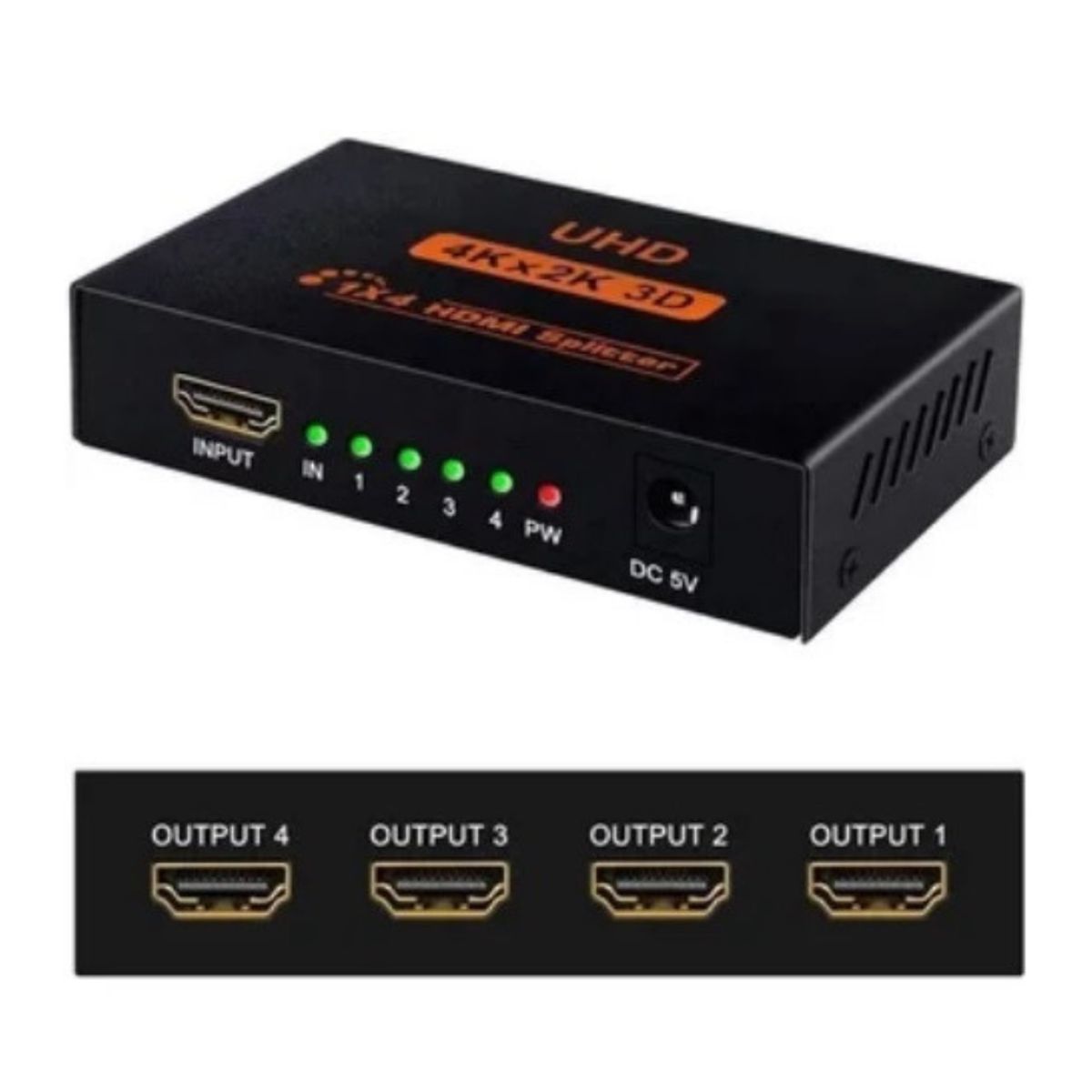 GENERICO - Splitter Hdmi 1x4 4k 2k 1080p Hd Multiplica Duplica 4 Pantallas