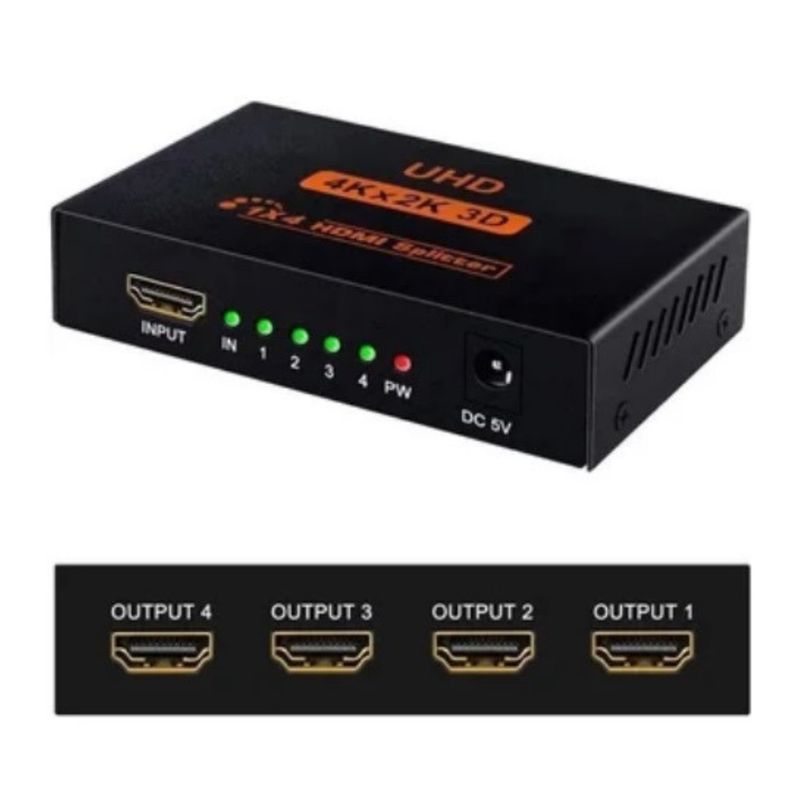 GENERICO - Splitter Hdmi 1x4 4k 2k 1080p Hd 4 Multiplica Pantallas