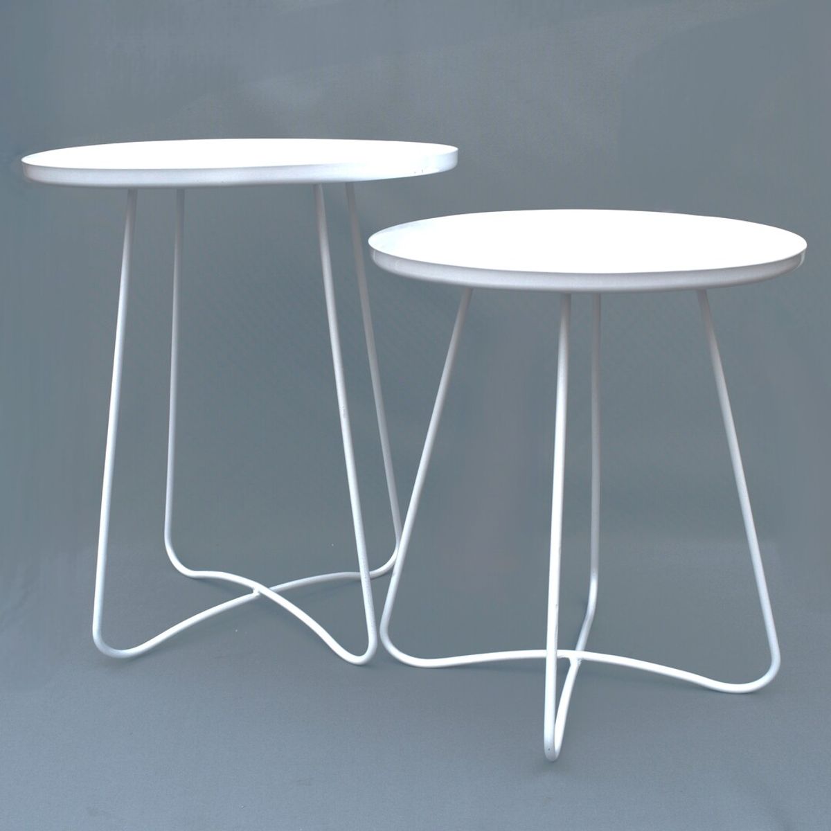 GENERICO - Mesas Auxiliares Color Blanco Metal Noir SetX2