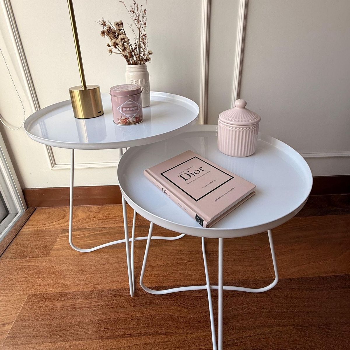 GENERICO - Mesas Auxiliares Color Blanco Metal Noir SetX2