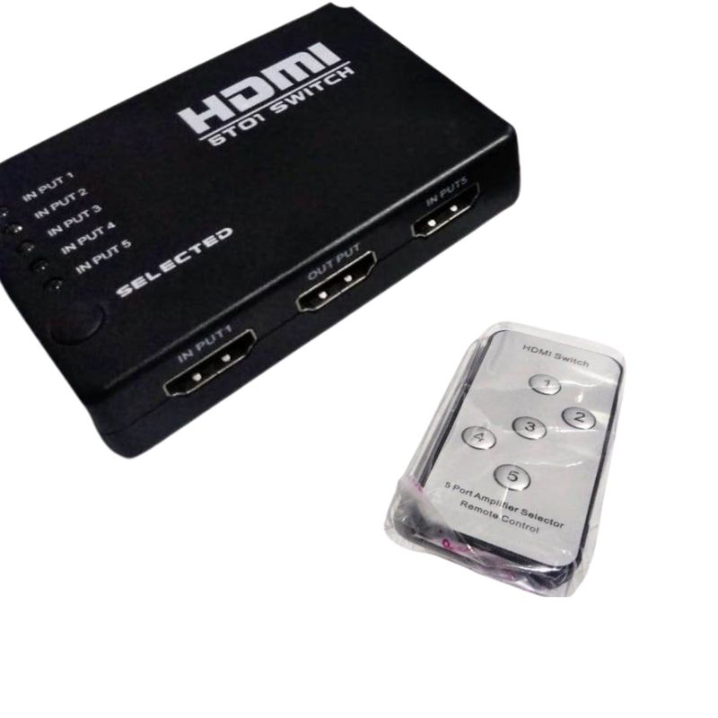 GENERICO - Switch Hdmi 5x1 Splitter Divisor 5 Puertos Control Remoto