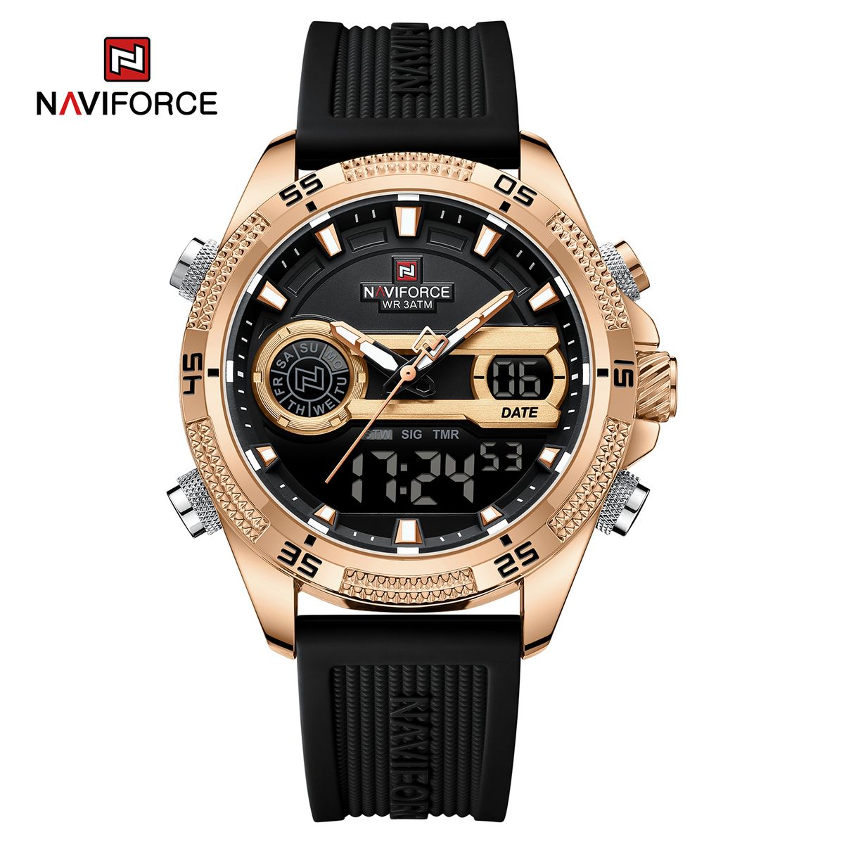 NAVIFORCE - Reloj Naviforce NF9223 DUAL TIME Correa Silicona para Caballero