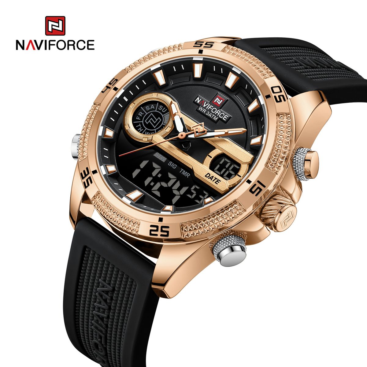 NAVIFORCE - Reloj Naviforce NF9223 DUAL TIME Correa Silicona para Caballero