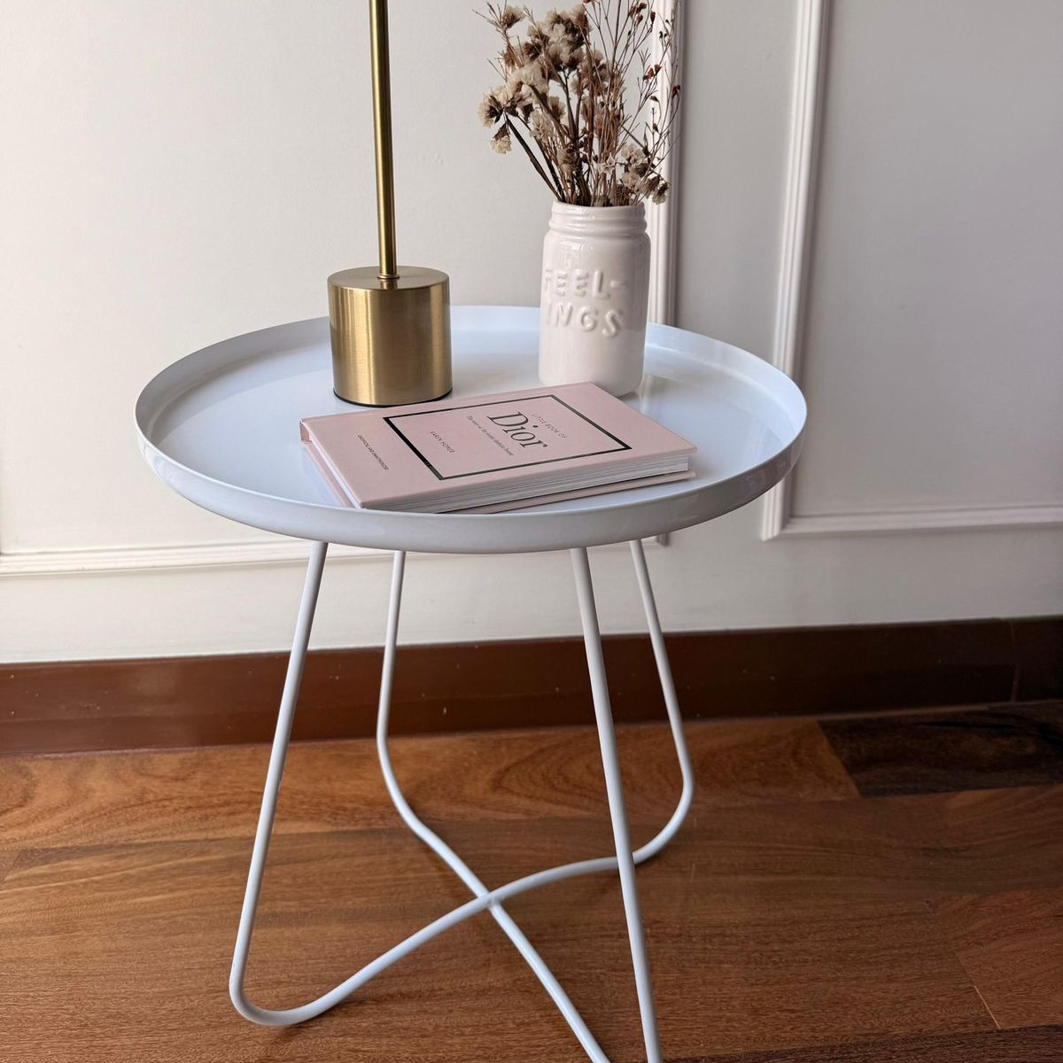 GENERICO - Mesa Auxiliar Metal  Color Blanco Grande Noir METHOME